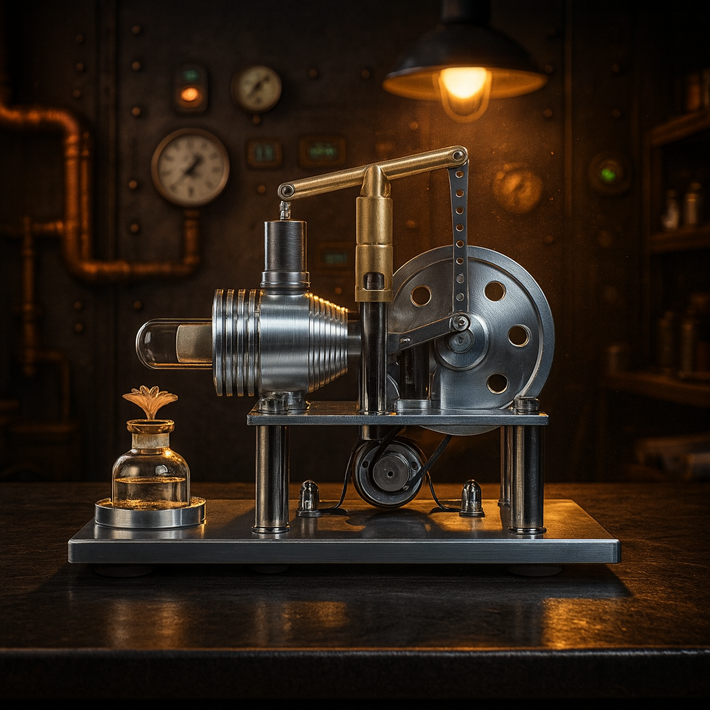 Stirling Engine Model - Electricity Generator With LED, Educational Physics Science Toy, Desk Decor