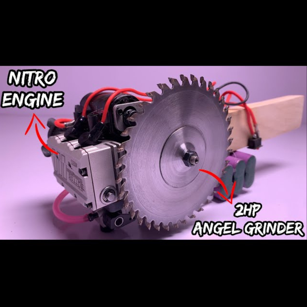 How a Creator Built a Nitro Engine Powered Angle Grinder Using the FS-L200AC Twin-Cylinder Engine