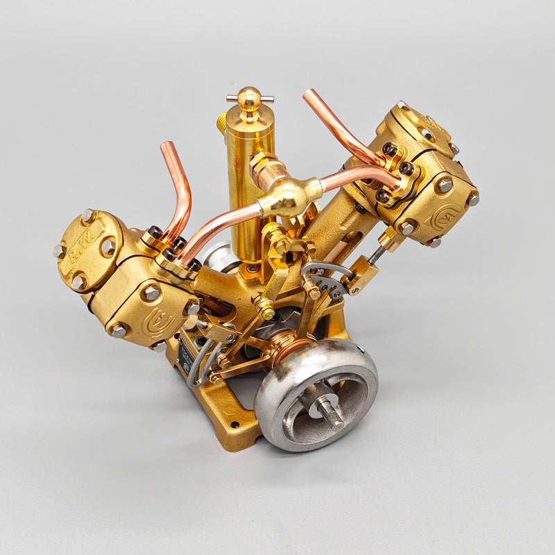 RW-V2 Retro Brass Double-Cylinder Steam Engine Model for 70-130cm Steamship - Build You Own Engine Model