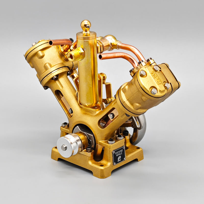 RW-V2 Retro Brass Double-Cylinder Steam Engine Model for 70-130cm Steamship - Build You Own Engine Model