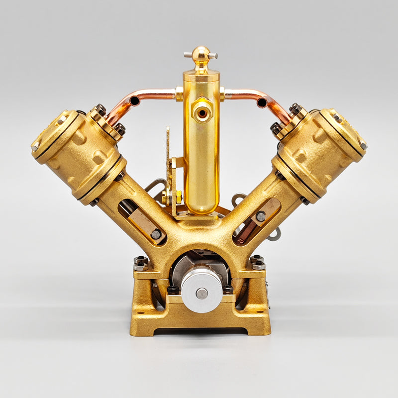 RW-V2 Retro Brass Double-Cylinder Steam Engine Model for 70-130cm Stea ...