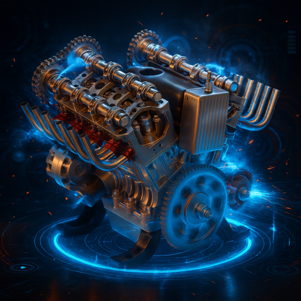 TECHING 1:3 Full Metal V8 Car Engine Model Kit - DIY Mechanical Assembly Educational Toy with 500+ Pcs - Build Your Own Engine