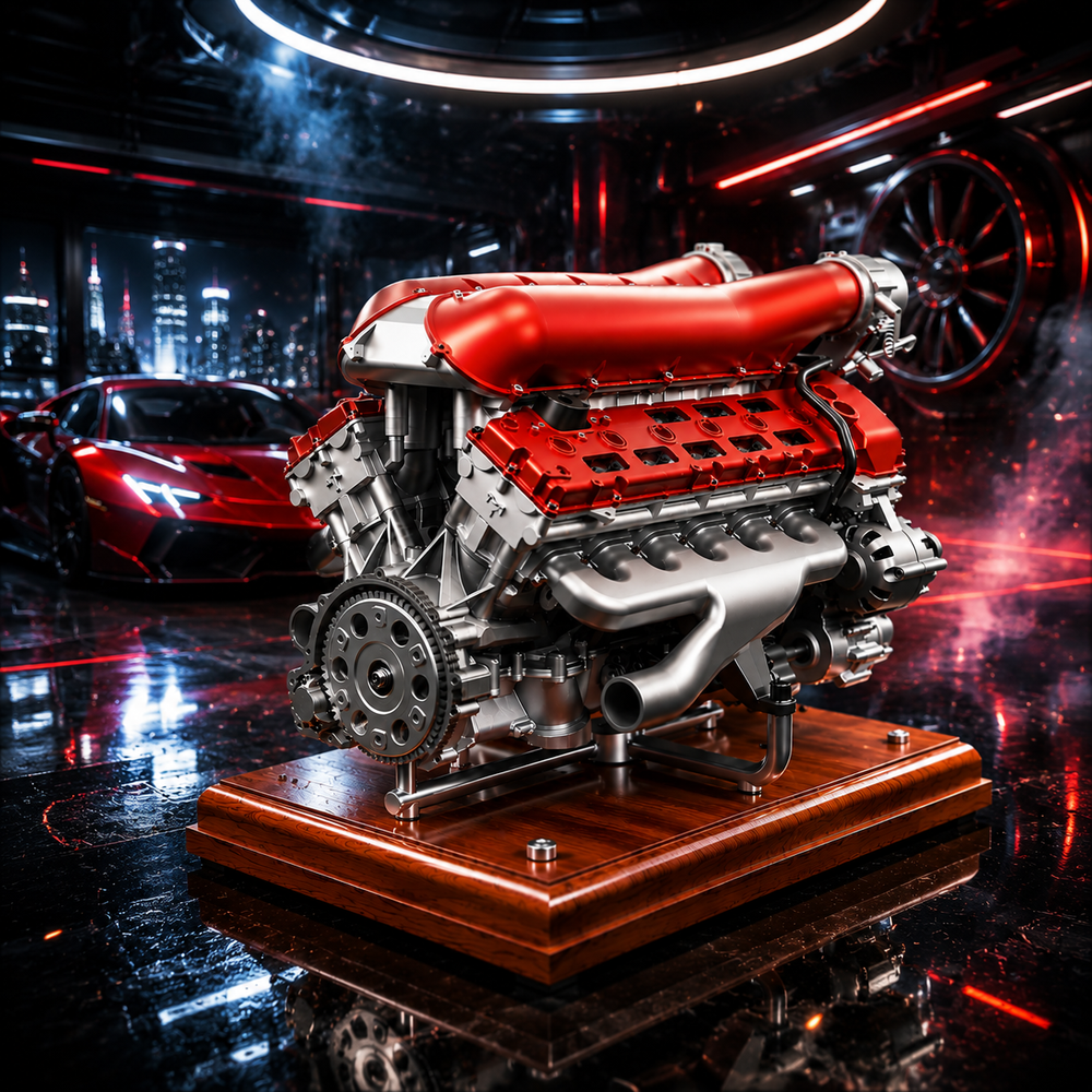 TECHING 1/4 Scale V12 Engine Model Kit with Synchronized Sound Effects – 800+PCS Metal Supercar Engine Kit