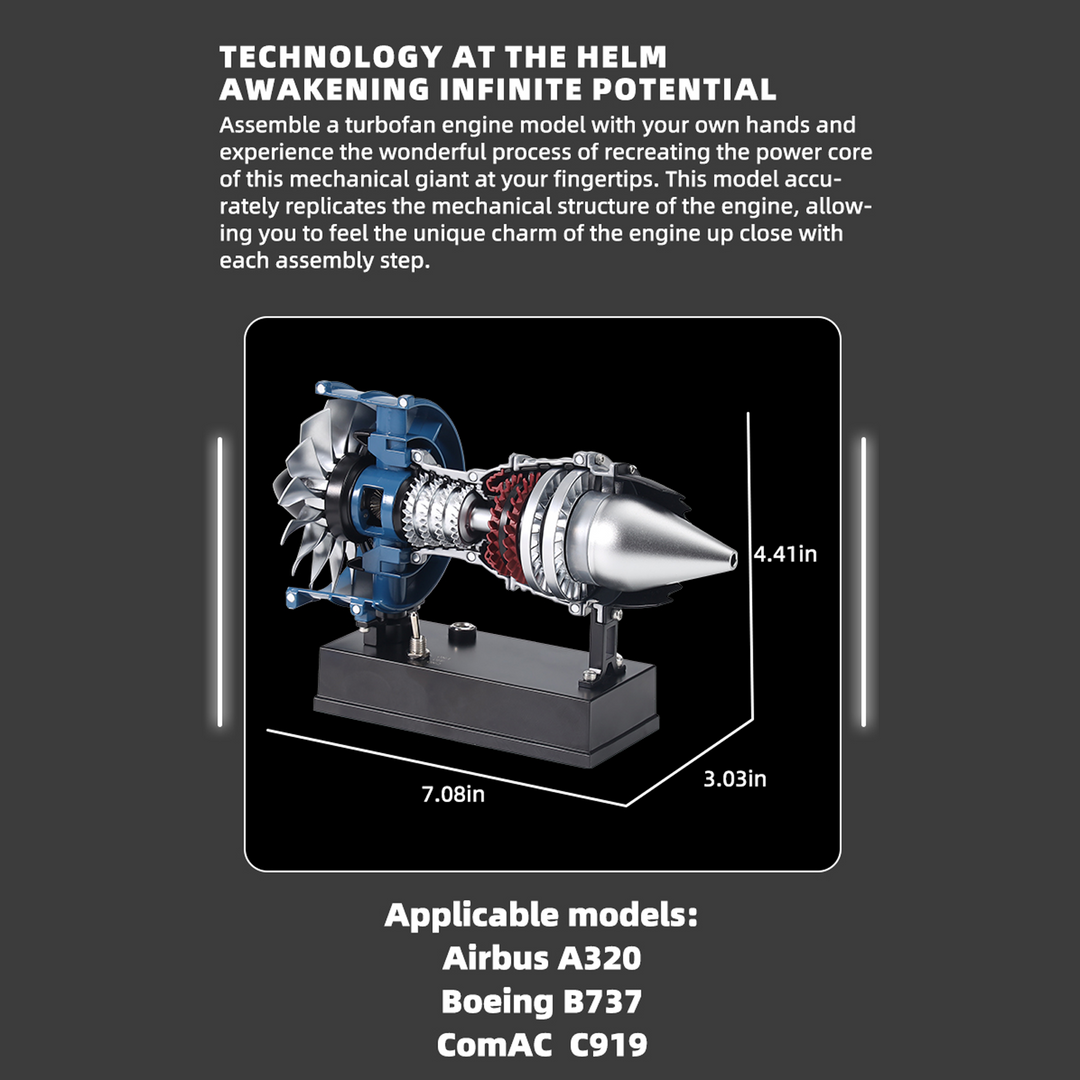 TECHING Upgraded Turbofan Engine Metal Model Kit – 170+ Parts, Visible Structure STEM Assembly Gift