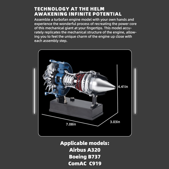TECHING Upgraded Turbofan Engine Metal Model Kit – 170+ Parts, Visible Structure STEM Assembly Gift