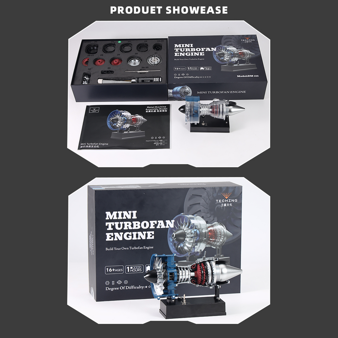 TECHING Upgraded Turbofan Engine Metal Model Kit – 170+ Parts, Visible Structure STEM Assembly Gift