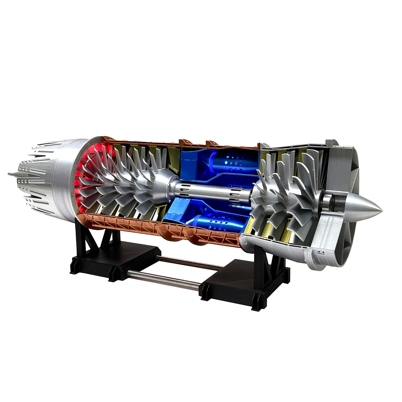 ENGINEKITOR - Maqueta de motor turbofán Pratt Whitney F100 de baja derivación a escala 1/20: construye tu propio motor (57 cm/22,4 pulgadas)