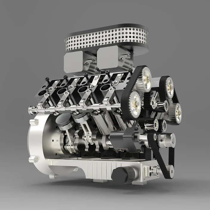 ENJOMOR GS-V8 78CC DOHC Four-Stroke Water-Cooled V8 Model V8 Engine Model Kit Functional Electric Gasoline Engine