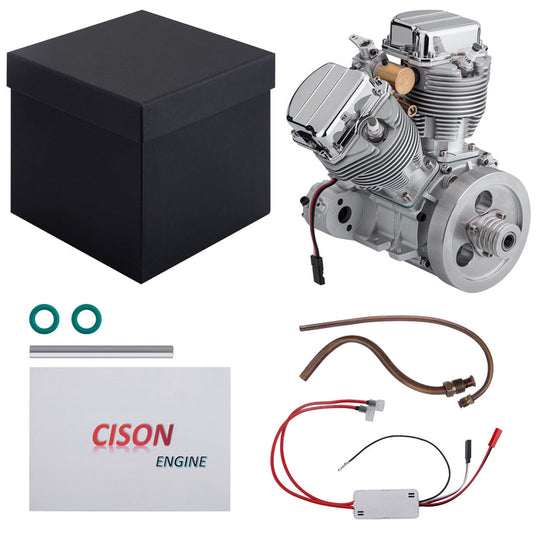 CISON FG-VT9 9cc V2 Twin-Cylinder 4-Stroke Air-Cooled Gas Engine for RC Motorcycles-Build Your Own Engine