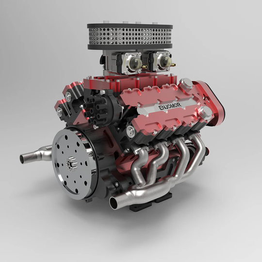 ENJOMOR GS-V8 78cc DOHC Four-Stroke V8 Gasoline Engine Model – Water-Cooled Real Working 8-Cylinder IC Engine