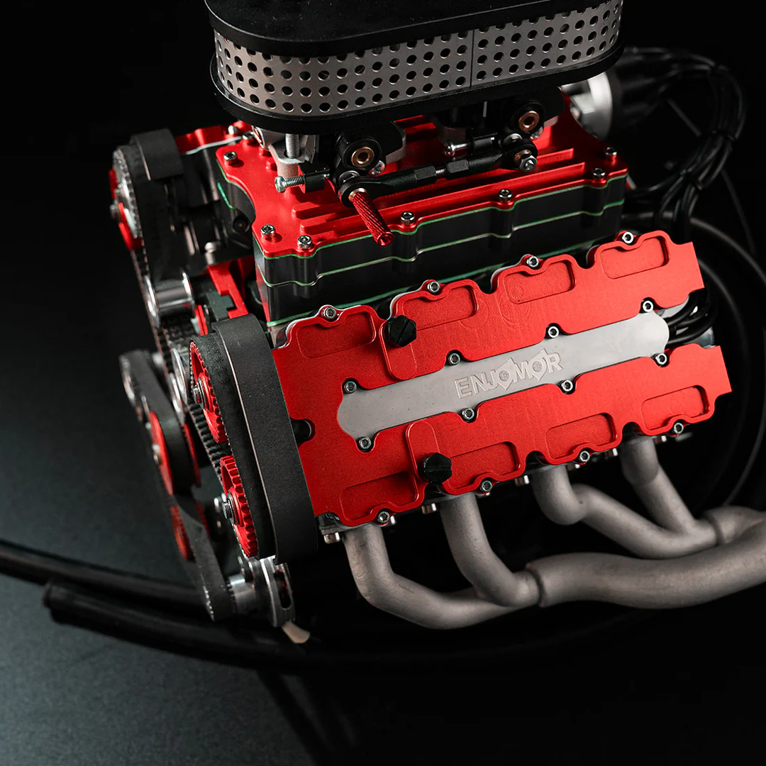 ENJOMOR GS-V8 78cc DOHC Four-Stroke V8 Gasoline Engine Model – Water-Cooled Real Working 8-Cylinder IC Engine