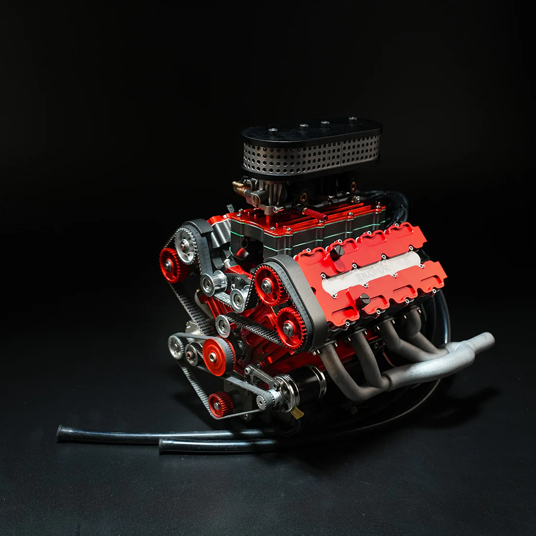 ENJOMOR GS-V8 78cc DOHC Four-Stroke V8 Gasoline Engine Model – Water-Cooled Real Working 8-Cylinder IC Engine