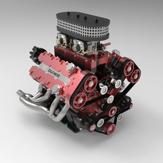 ENJOMOR GS-V8 78cc DOHC Four-Stroke V8 Gasoline Engine Model – Water-Cooled Real Working 8-Cylinder IC Engine