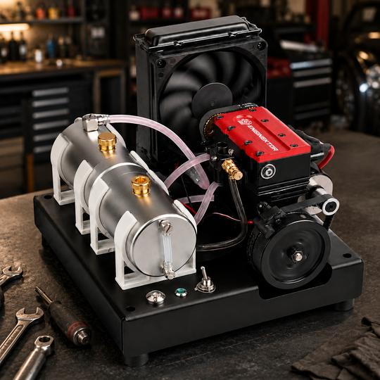 ENGINEKITOR F2 7.5cc Twin-Cylinder 4-Stroke Gasoline Engine Model Kit – Water-Cooled Real Working Mini Engine