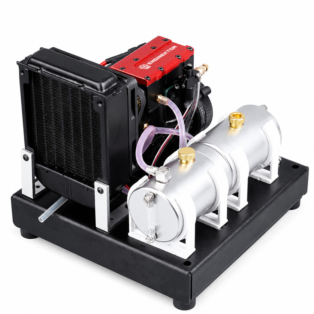 ENGINEKITOR F2 7.5cc Twin-Cylinder 4-Stroke Gasoline Engine Model Kit – Water-Cooled Real Working Mini Engine
