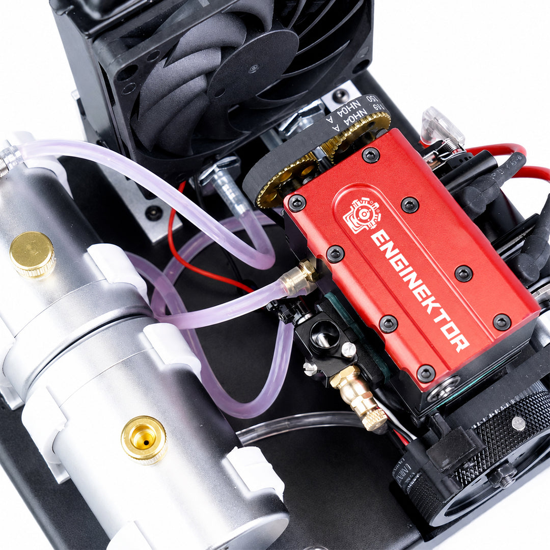 ENGINEKITOR F2 7.5cc Twin-Cylinder 4-Stroke Gasoline Engine Model Kit – Water-Cooled Real Working Mini Engine