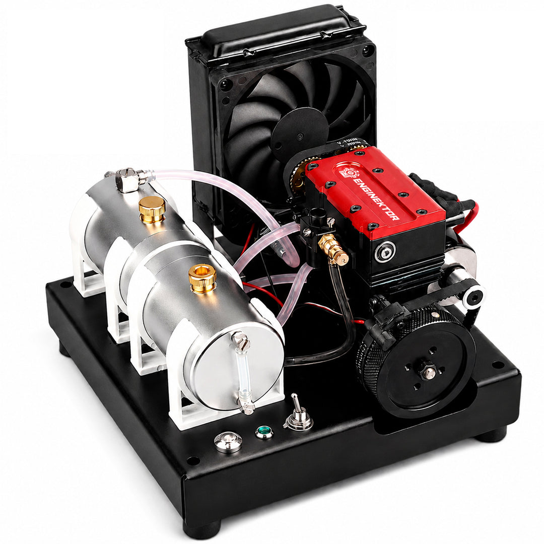 ENGINEKITOR F2 7.5cc Twin-Cylinder 4-Stroke Gasoline Engine Model Kit – Water-Cooled Real Working Mini Engine