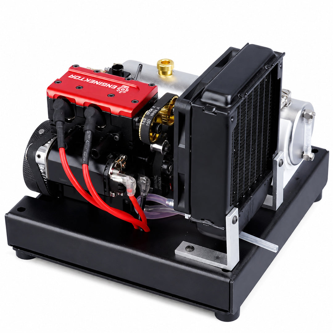 ENGINEKITOR F2 7.5cc Twin-Cylinder 4-Stroke Gasoline Engine Model Kit – Water-Cooled Real Working Mini Engine