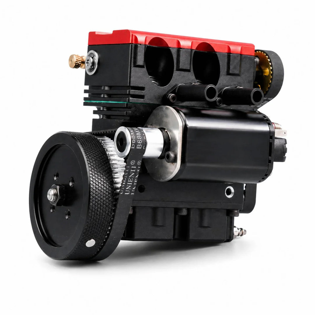 ENGINEKITOR F2 7.5cc Twin-Cylinder 4-Stroke Gasoline Engine Model Kit – Water-Cooled Real Working Mini Engine