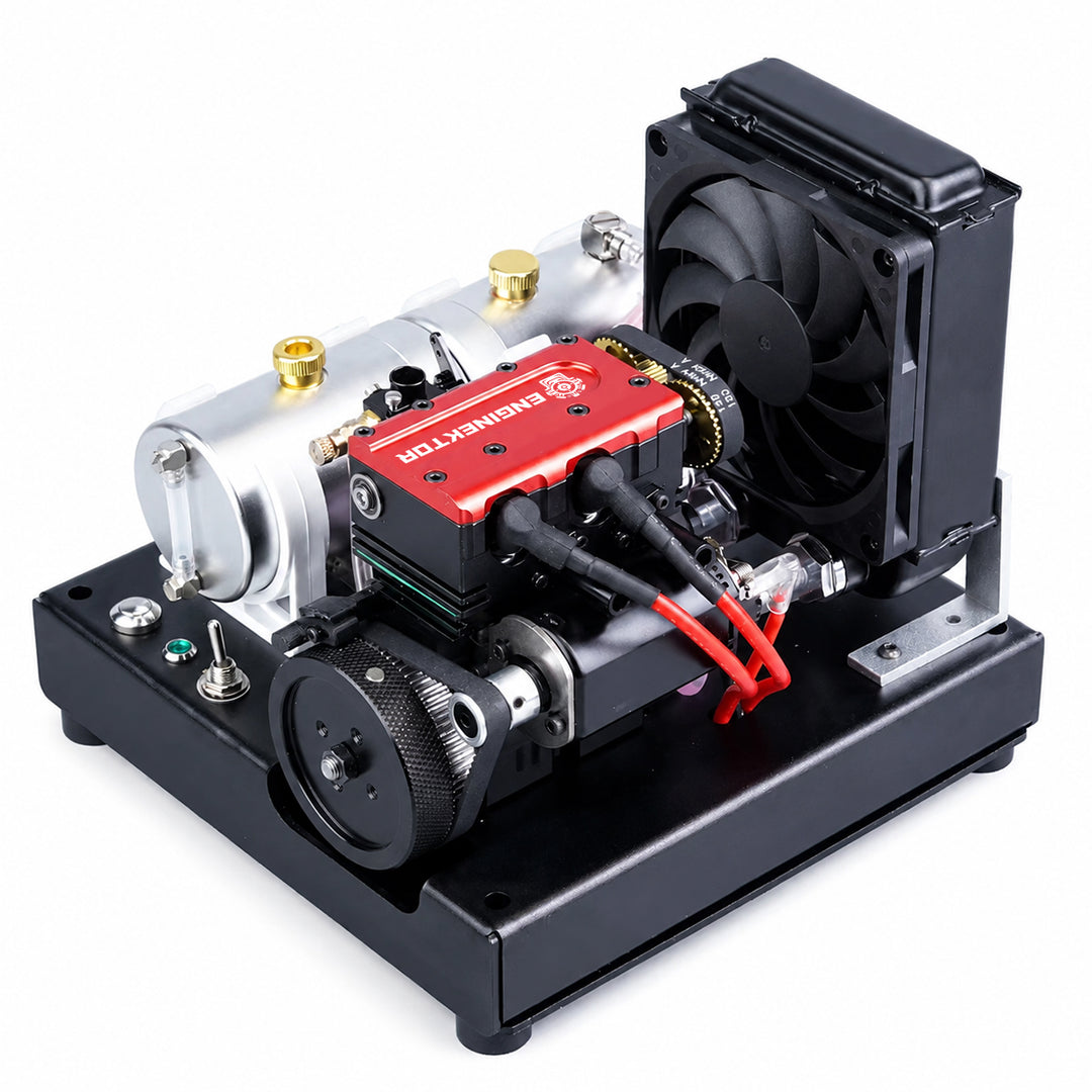 ENGINEKITOR F2 7.5cc Twin-Cylinder 4-Stroke Gasoline Engine Model Kit – Water-Cooled Real Working Mini Engine
