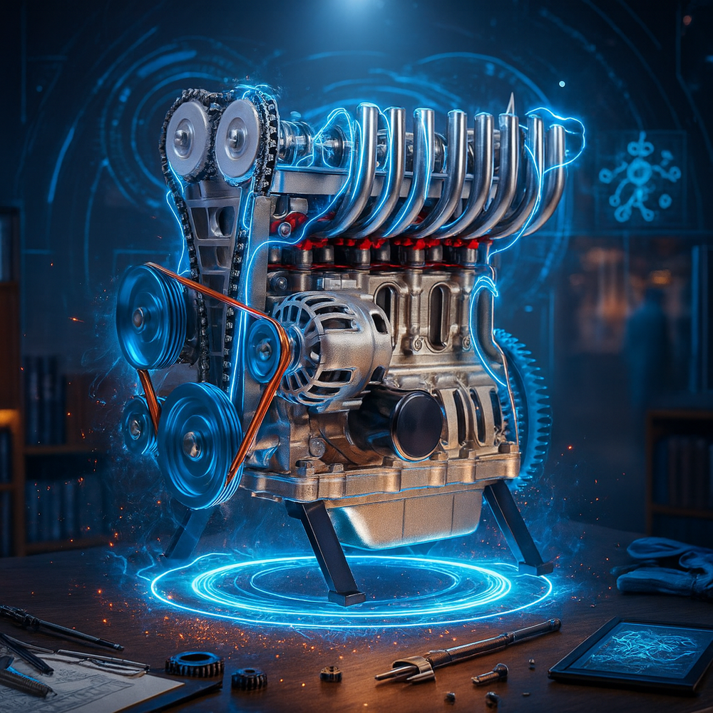 TECHING Full Metal V4 Engine Model Kit 4-Cylinder Car Engine Assembly Kit: Ideal for Industry Research/Education/Gifts