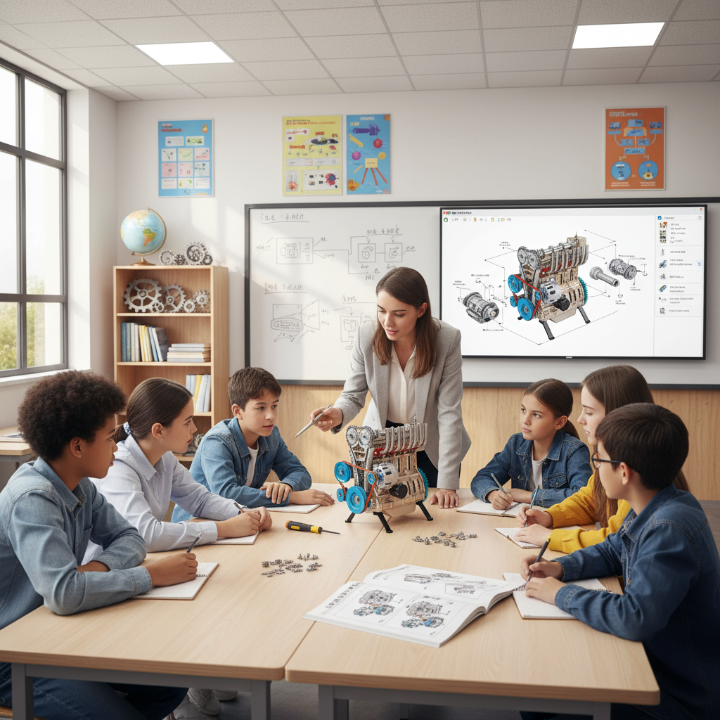 Kit de modelo de motor V4 de metal TECHING, kit de ensamblaje de motor de automóvil de 4 cilindros: ideal para investigación, educación y regalos industriales.