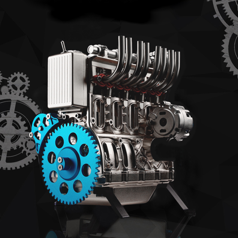TECHING Full Metal V4 Engine Model Kit 4-Cylinder Car Engine Assembly ...
