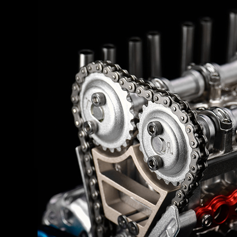 TECHING Full Metal V4 Engine Model Kit 4-Cylinder Car Engine Assembly ...