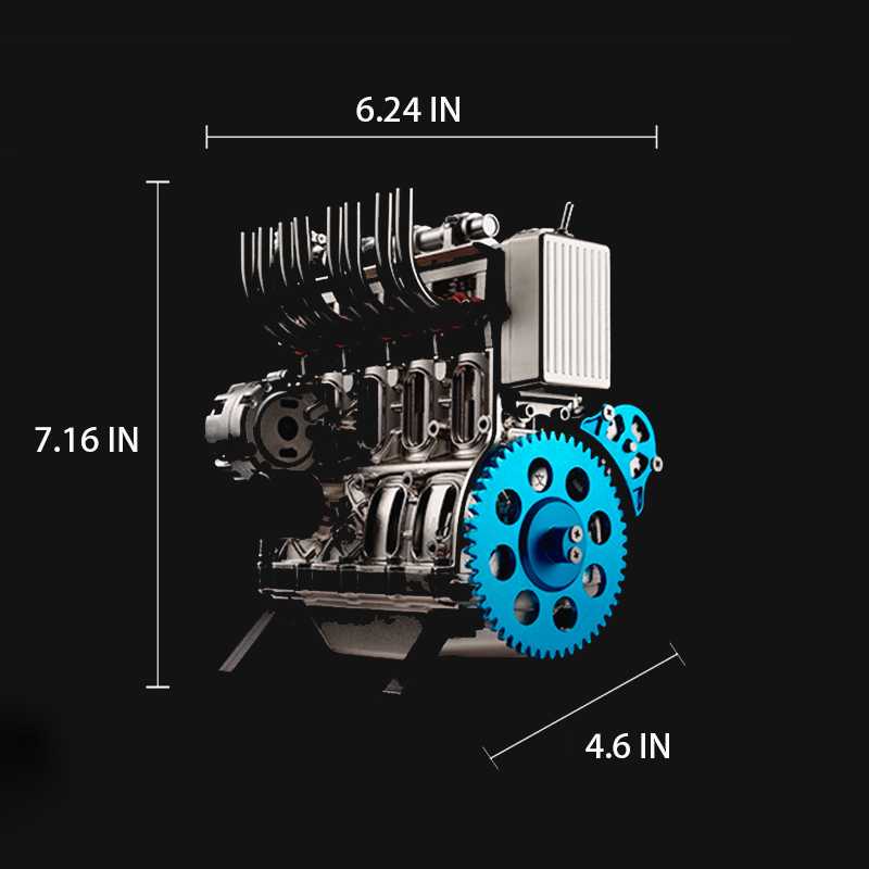 3d Model Engine Kit Engine Model Kit TECHING Metal Inline 364+ PCS Four-cylinder Engine ...