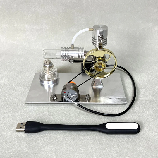ENGINEKITOR L-Type Stirling Engine Model with Power Generation & LED Light - Build Your Engine Model