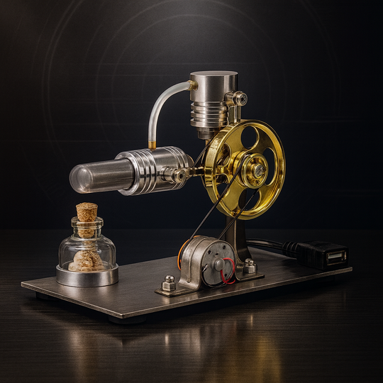 ENGINEKITOR L-Type Stirling Engine Model with Power Generation & LED Light - Build Your Engine Model
