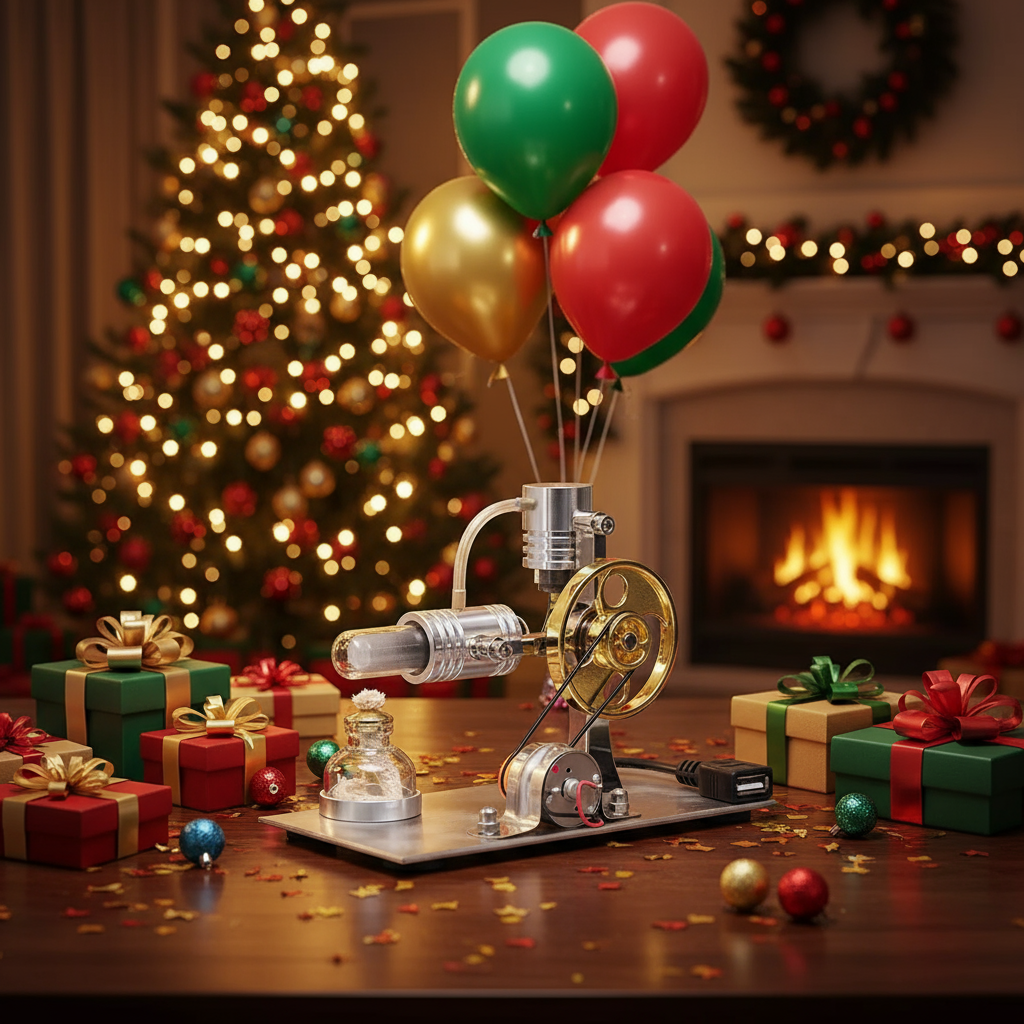 ENGINEKITOR L-Type Stirling Engine Model with Power Generation & LED Light - Build Your Engine Model