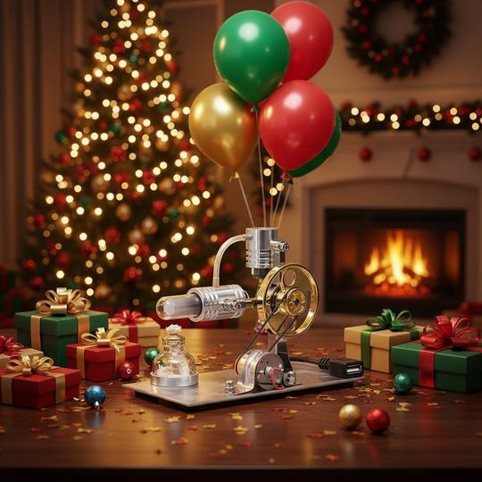 ENGINEKITOR L-Type Stirling Engine Model with Power Generation & LED Light - Build Your Engine Model