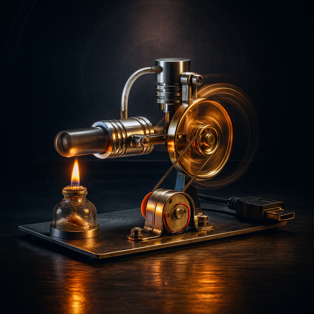 ENGINEKITOR L-Type Stirling Engine Model with Power Generation & LED Light - Build Your Engine Model