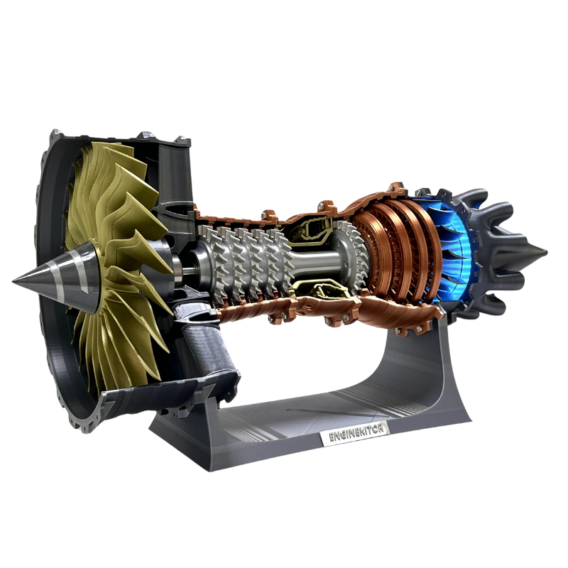 ENGINEKITOR - Kit de modelo de motor turbofán TR900 grande con velocidad e iluminación ajustables (48 cm/18,8 pulgadas)