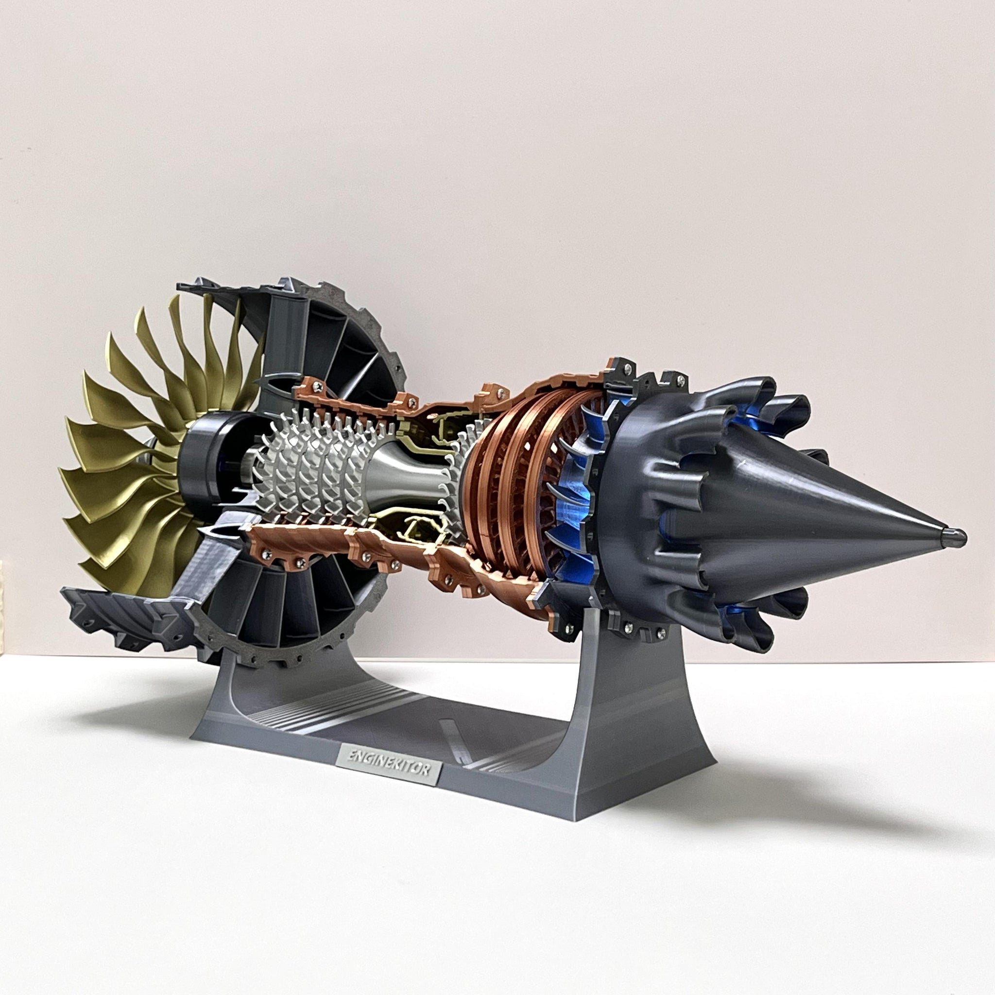 ENGINEKITOR - Kit de modelo de motor turbofán TR900 grande con velocidad e iluminación ajustables (48 cm/18,8 pulgadas)