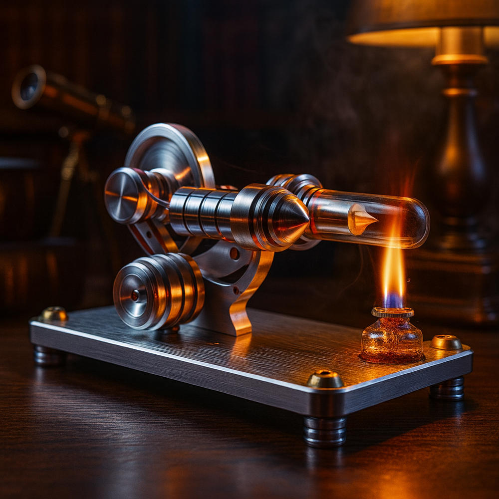 M14-03-L Silver Stirling Single Cylinder Engine Model High Temperature Stirling Engine Model