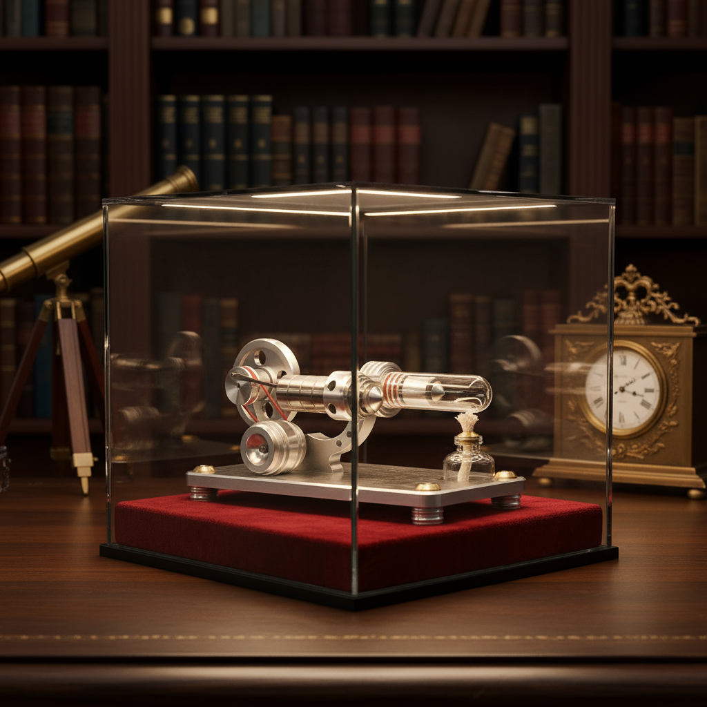 M14-03-L Silver Stirling Single Cylinder Engine Model High Temperature Stirling Engine Model