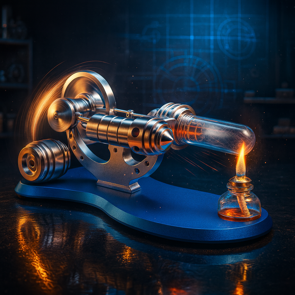 M14-03-L Blue Stirling Single Cylinder Engine Model High Temperature Stirling Engine Model