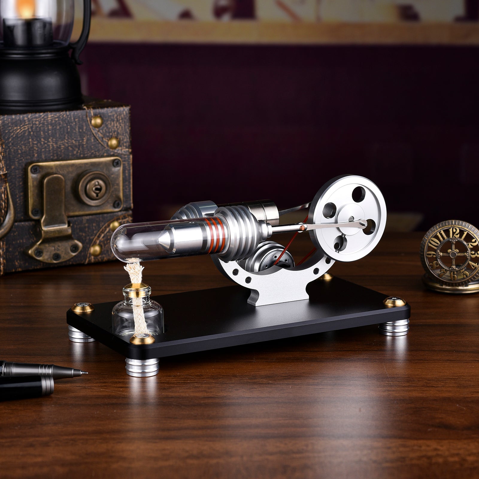 M14-03-L Black Stirling Single Cylinder Engine Model High Temperature Stirling Engine Model