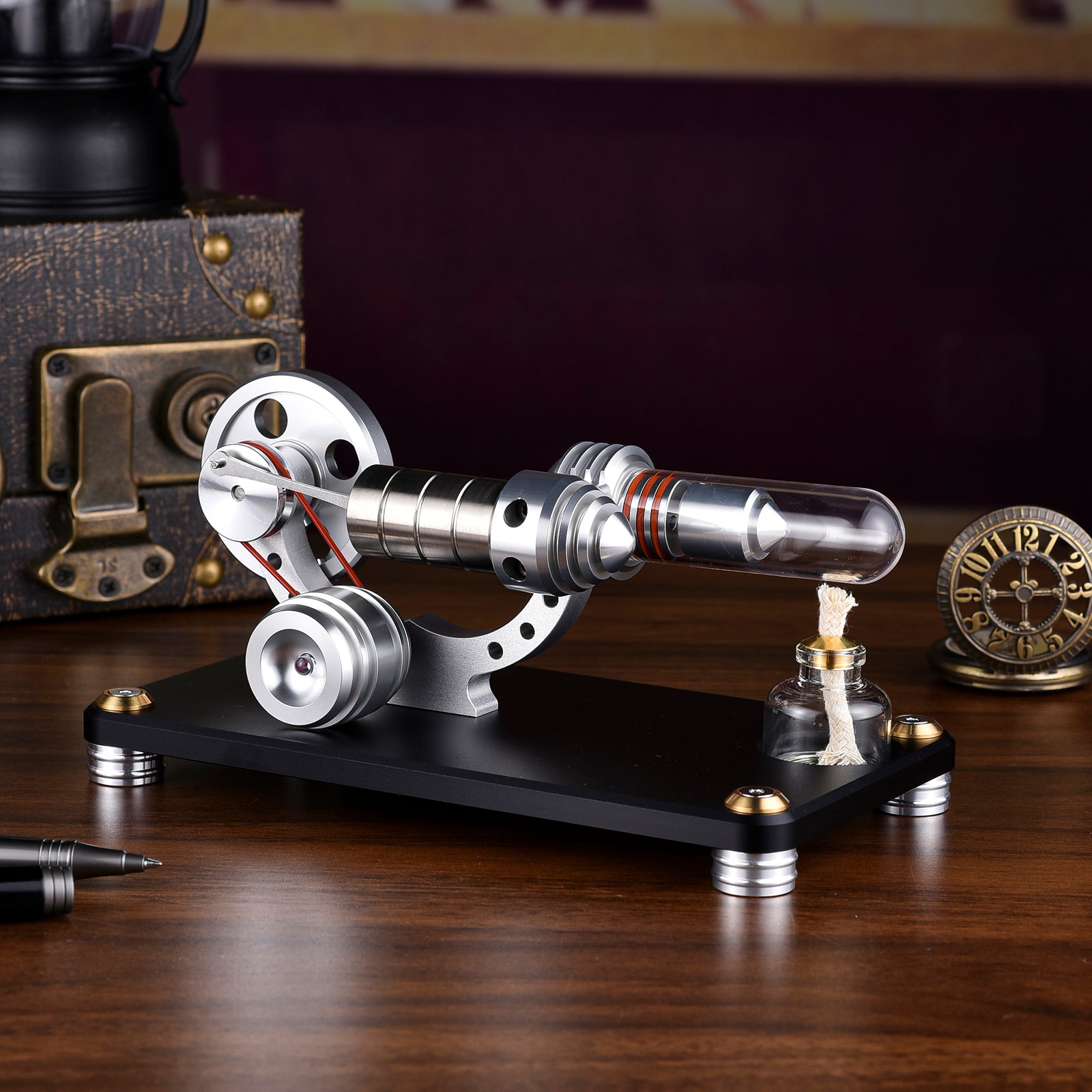 M14-03-L Black Stirling Single Cylinder Engine Model High Temperature Stirling Engine Model
