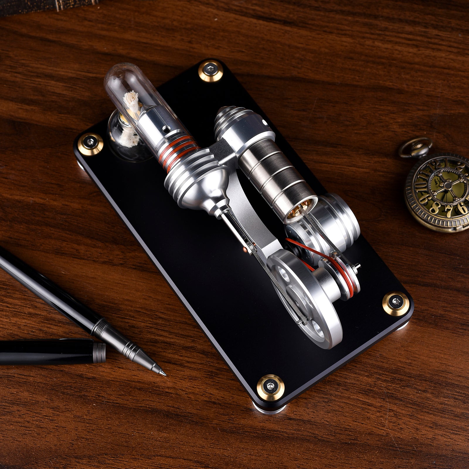 M14-03-L Black Stirling Single Cylinder Engine Model High Temperature Stirling Engine Model