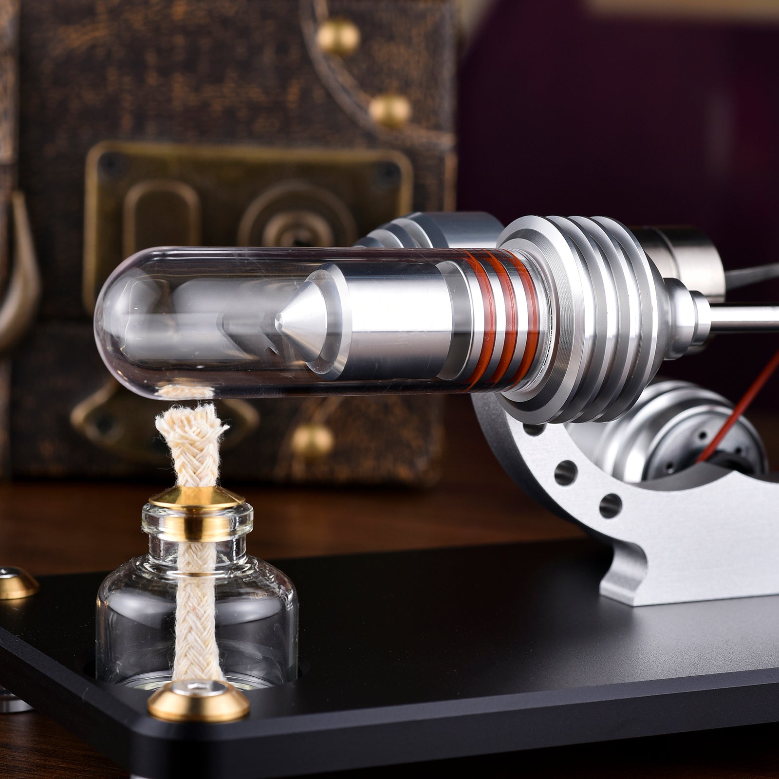 M14-03-L Black Stirling Single Cylinder Engine Model High Temperature Stirling Engine Model