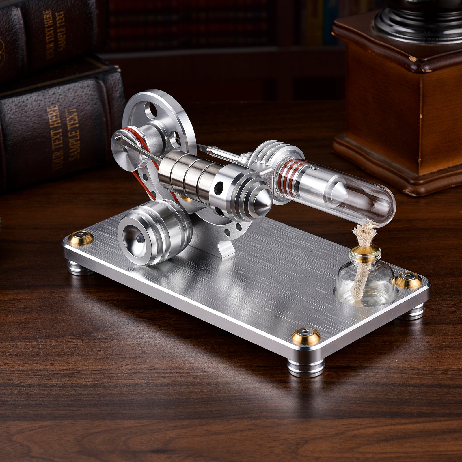 M14-03-L Silver Stirling Single Cylinder Engine Model High Temperature Stirling Engine Model