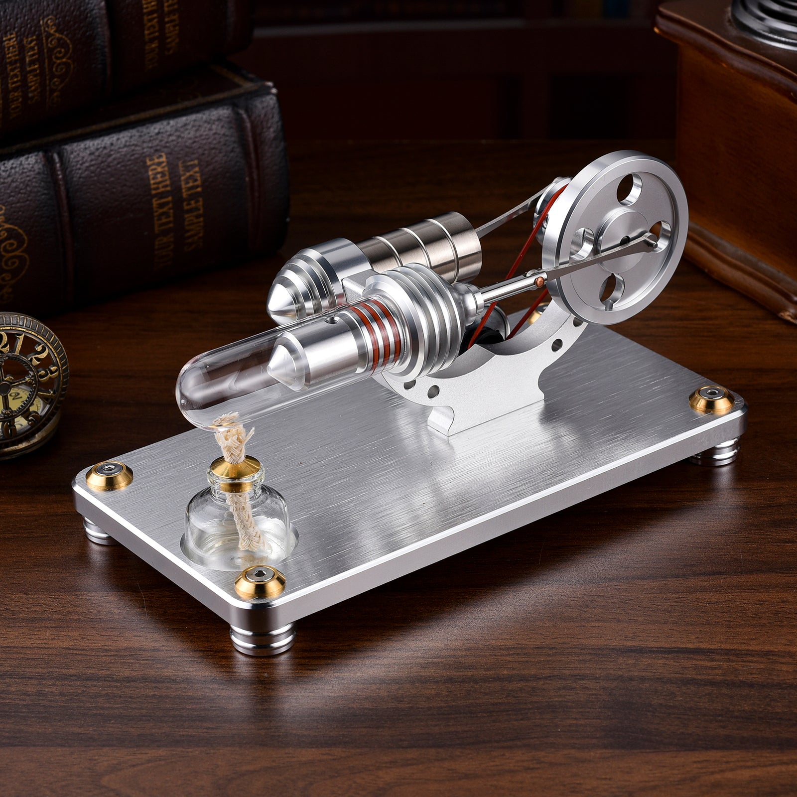 M14-03-L Silver Stirling Single Cylinder Engine Model High Temperature Stirling Engine Model