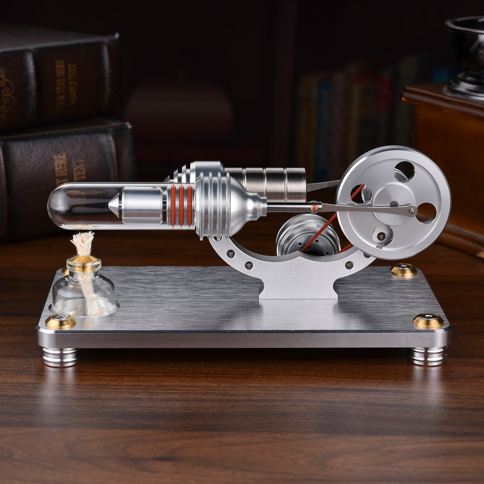 M14-03-L Silver Stirling Single Cylinder Engine Model High Temperature Stirling Engine Model