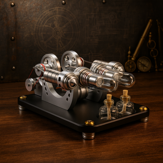 M16-22-D Stirling Two Cylinder Engine High Temperature Stirling Engine Model for Science Enthusiasts & Education