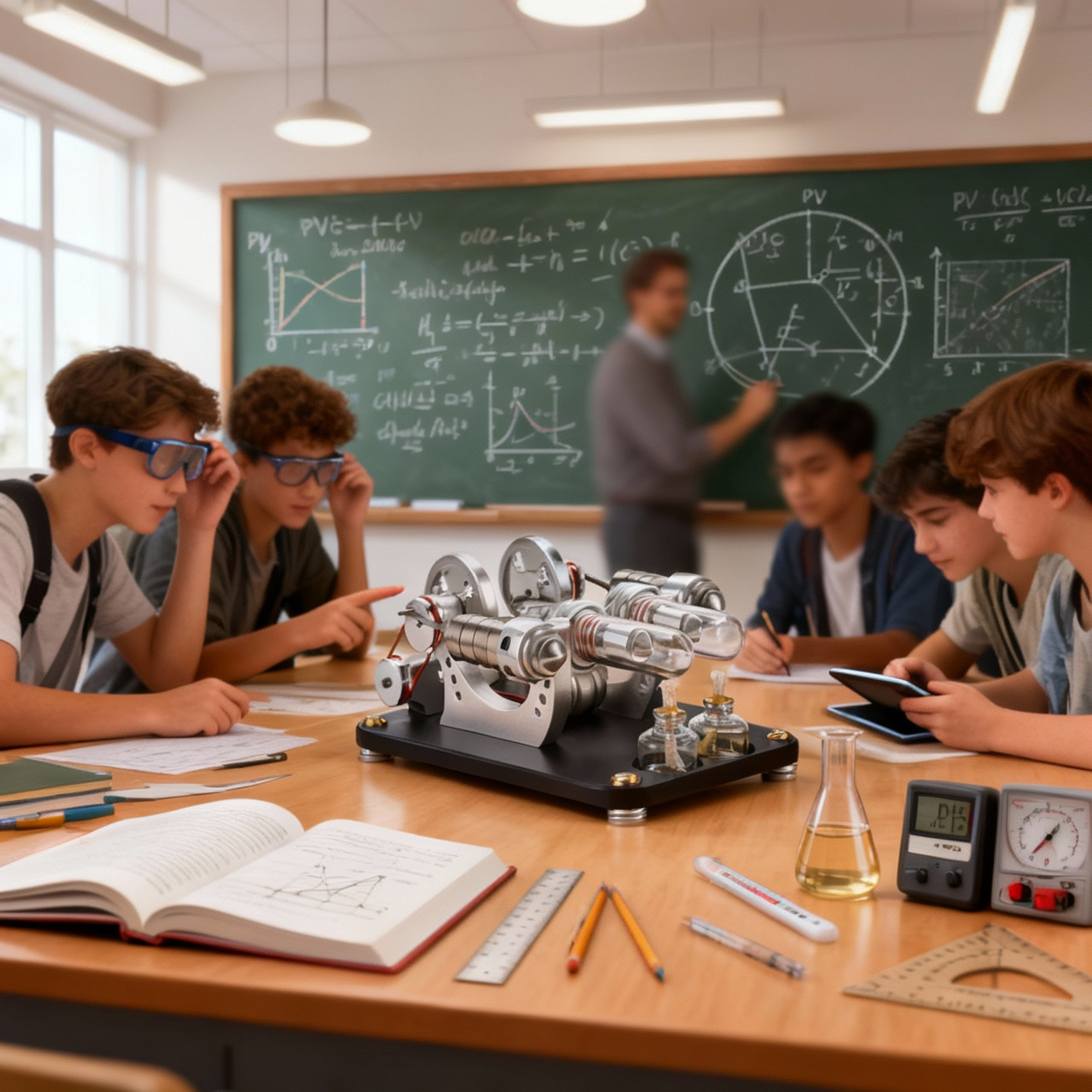 Moteur Stirling à deux cylindres M16-22-D, modèle de moteur Stirling haute température pour les passionnés de sciences et d'éducation