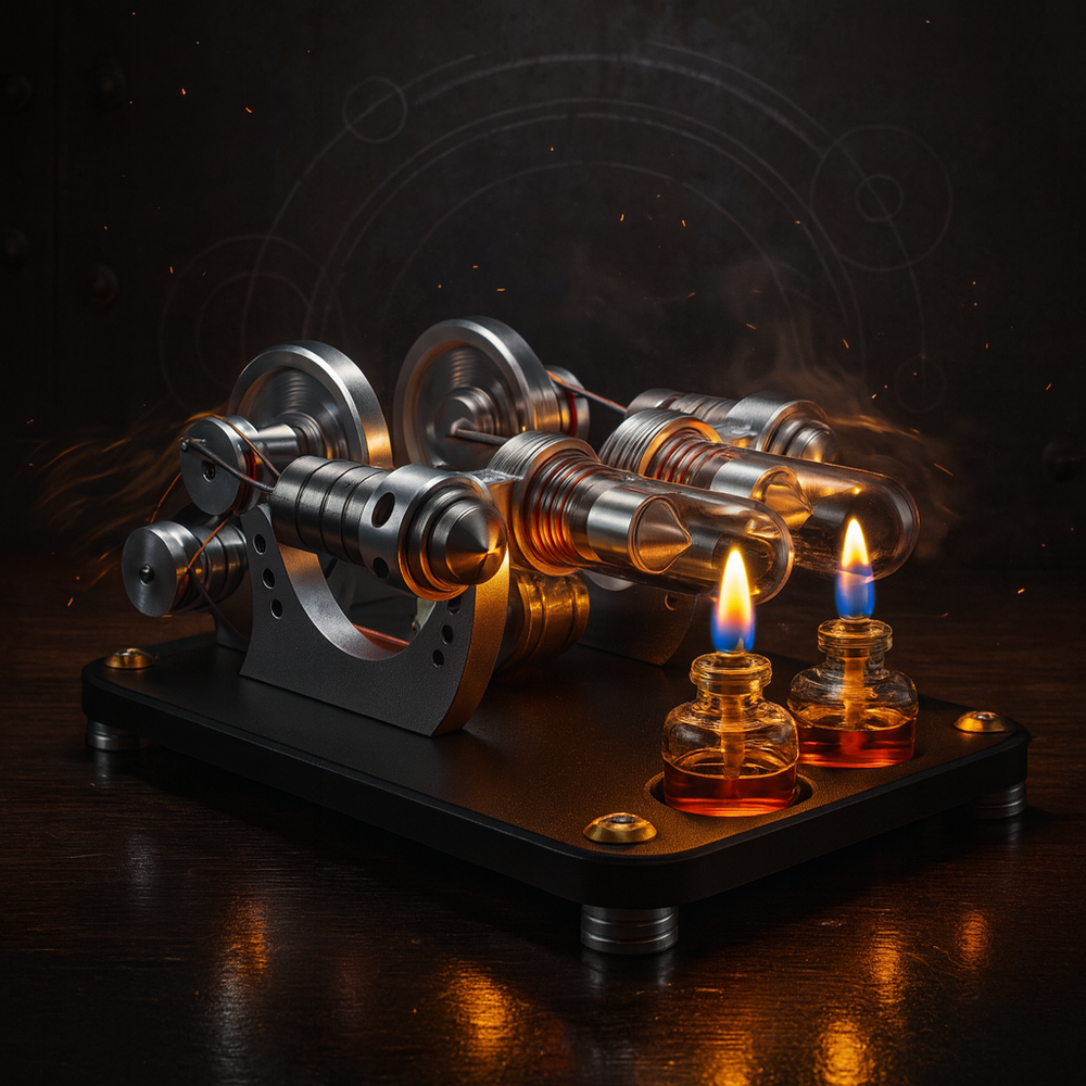 M16-22-D Stirling Two Cylinder Engine High Temperature Stirling Engine Model for Science Enthusiasts & Education