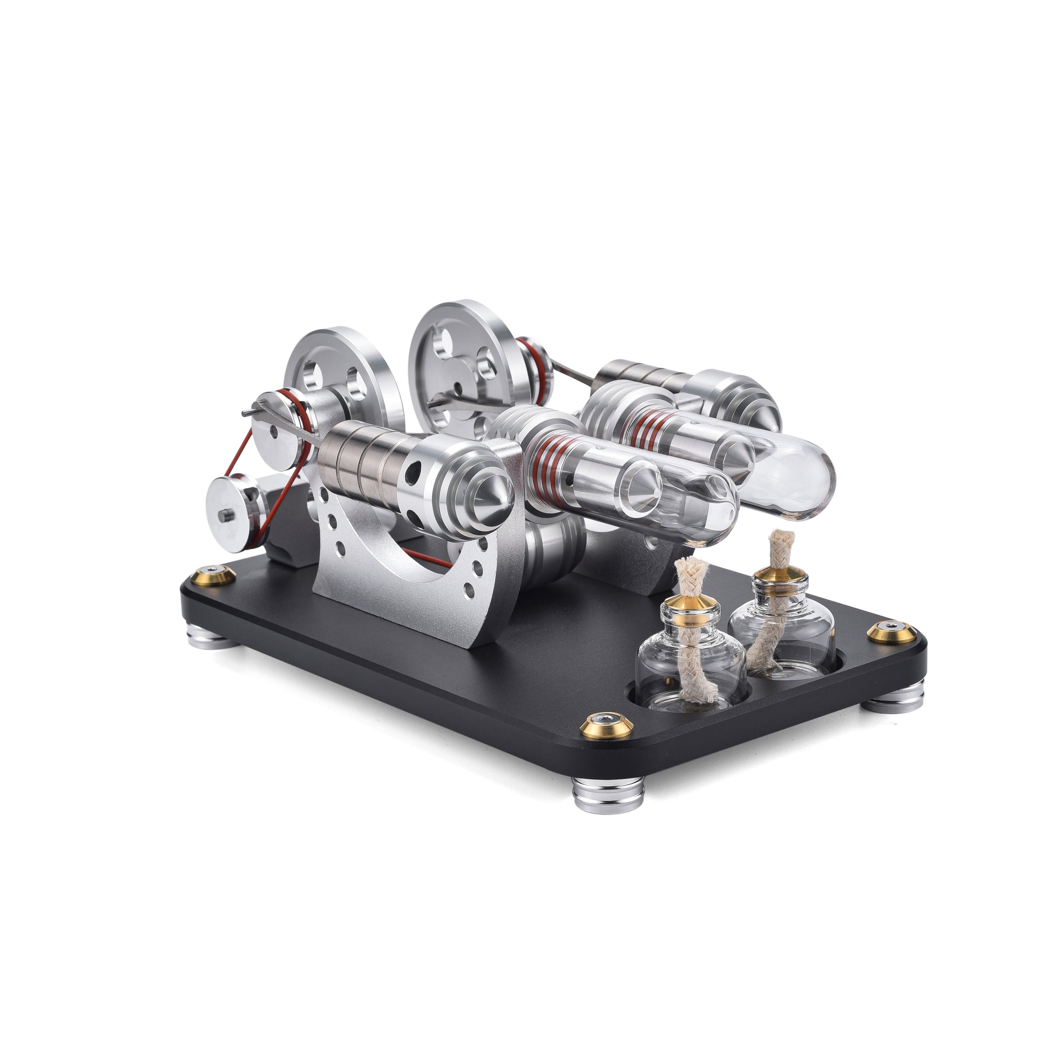 Moteur Stirling à deux cylindres M16-22-D, modèle de moteur Stirling haute température pour les passionnés de sciences et d'éducation